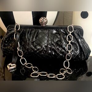 BRIGHTON BLACK PATENT LEATHER CLUCH BAG